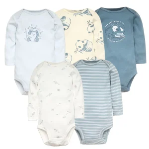 5 Pieces Long-Sleeved Onesies Set 100% Cotton