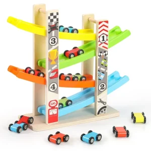 Wooden Ramp Racing Toy Car Set