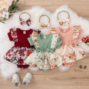 Ruffles and Bows Baby Girl Dress With Headband