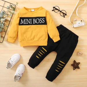 2 pc Baby Boy Mini Boss Outfit