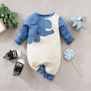 Elephant Printed Clothes Spring and Autumn Baby Boys Girls Clothing Cartoon 0-18 months Newborn Baby Newborn Long Sleeve Print
